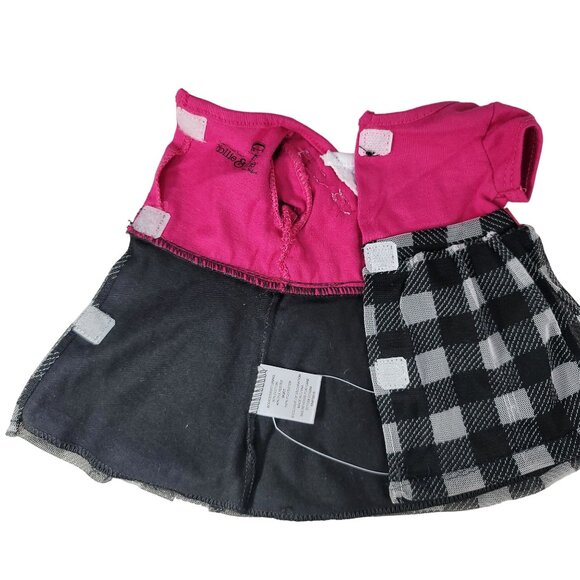 Dollie & Me Doll Dress Black Check Pink Top Bow Flower Rhinestone Set of Two - Picture 5 of 7